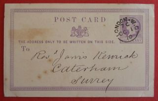Queen Victoria Postal Stationery Postcard Posted 1870 London To Caterham