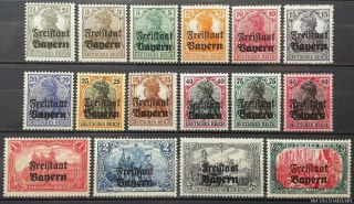 Ad German Empire/altdeutschland (bayern) Mi № 136 - 151 (mlh/mh) 1919