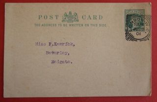 Queen Victoria Postal Stationery Postcard Posted 1901 From Stanley Gibbons