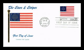 Us Cover Fort Sumter Flag Stars & Stripes Fdc Colorano Silk Cachet