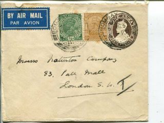 India Uprated Air Mail Stationery Cover To England 1937
