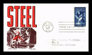 Dr Jim Stamps Us Steel Industry Centennial Scott 1090 Cachet Craft Fdc Cover