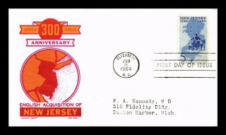 Dr Jim Stamps Us Jersey Tercentenary First Day Cover Scott 1247 Ken Boll