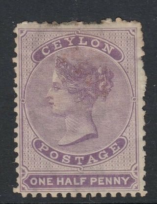 Ceylon 1863 - 66 Reddish - Lilac 1/2d Crown Cc Perf 12.  5 No Gum Sg48b