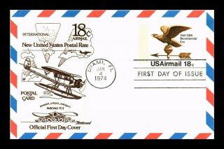 Dr Jim Stamps Us Bicentennial Era 18c Air Mail First Day Postal Card