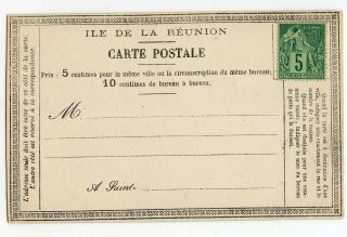 France Reunion Formular Post Card With 5c Stamp,  Heavy Stock (x590)