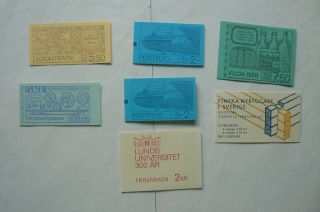7 X Swedish Stamp Booklets Complete With Stamps - 1 Duplication