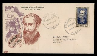 Dr Who 1952 France Edouard Manet Art Painter Fdc C130246