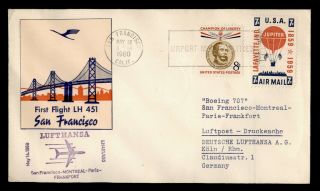 Dr Who 1960 San Francisco Ca To Germany First Flight Lufthansa C131444