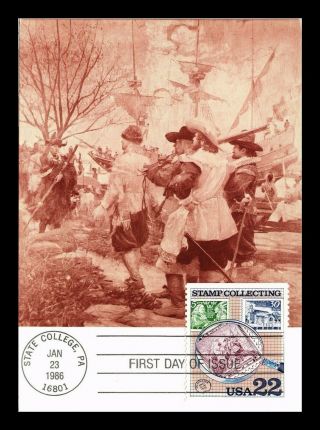 Us Postcard Stamp Collecting Swedish Finnish Settlers Fdc Continental Size