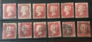 Gb Qv Penny Red Plates (73,  80,  86,  87,  93,  95,  98,  103,  105,  106,  110,  111)
