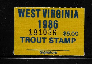 Hick Girl Stamp - State Of West Virginia 1986 Trout Fishing Stamp Y4003