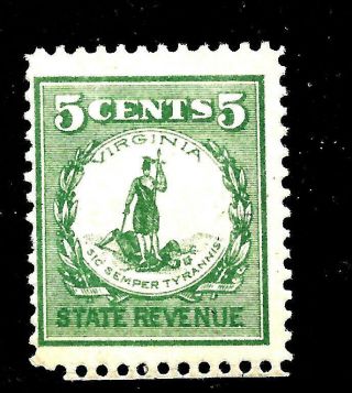 Hick Girl Stamp - State Of Virginia 5 Cents Revenue Stamp Y3085