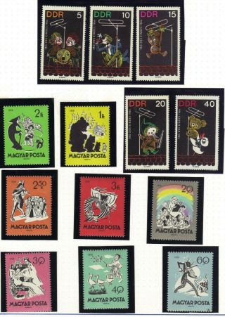 Stamps Mnh Hungary Magyar Posta 1959 Fables East Germany 1964 Ref 1170 Fs