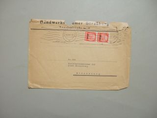 Germany 1941 Cover With Pair Overprint Elfos Stamps.  France Strasbourg Cancel