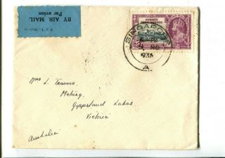Air Mail Singapore To Metung Victoria C.  1935 Straits Settlement Stamp