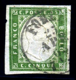 Italian States.  Sardinia.  1862.  5c.  Green.  Sc 10,  Vf
