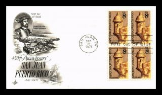 Dr Jim Stamps Us Puerto Rico 450th Anniversary Fdc Cover Block Scott 1437