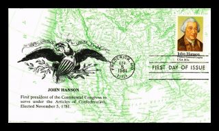 Dr Jim Stamps Us John Hanson Continental Congress Fdc Cover Limited Edition