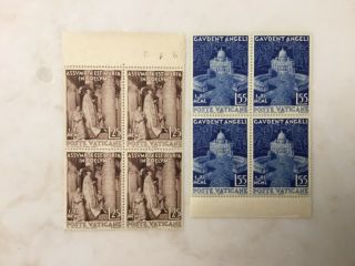 Vatican Stamps - Sc Cat 143 - 144 Og Nh - Blocks Of 4