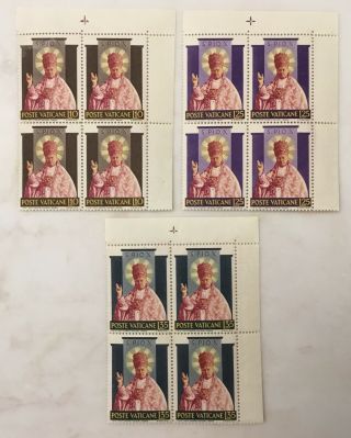 Vatican Stamps - Sc Cat 182 - 184 Mnh Og - Blocks Of 4