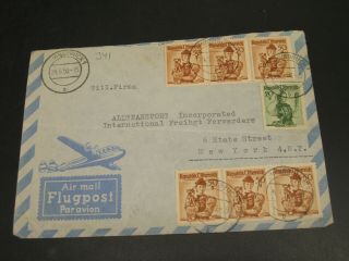 Austria 1950 Airmail Cover To Usa Fold 341