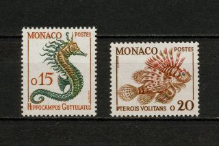(yyay 154) Monaco 1960 Mnh Mi 651,  652 Sc 470,  473 Fish Marine Fauna Sea Horse