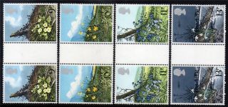 Gb Mnh 1979 Sg1079 - 1082 Spring Wild Flowers Gutter Pairs