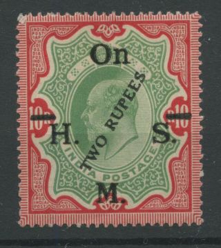 India Sgo101 1925 2r On 10r Green And Scarlet Mounted
