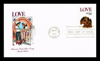 Us Cover Love Puppy Dog Couple Fdc House Of Farnum Cachet Limited Edition