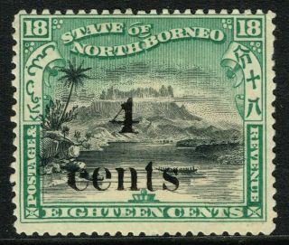 Sg 150 North Borneo 1904 - 05 - 4c On 18c Black & Green - Mounted