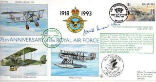 Bahamas Raf 75th Anniversary Cover 1 - 4 - 93 Sgnd A.  C.  Marshall Sir D Harcourt - Smith