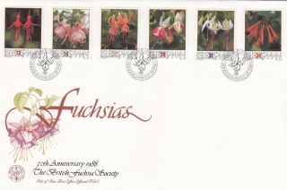 (17981) Gb Isle Of Man Fdc British Fuchsia Society 21 September 1988