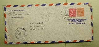Dr Who 1945 Navy Acorn 24 Airmail To Usa Wwii Censored Prexie E66553