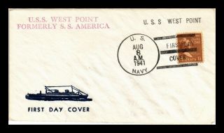 Dr Jim Stamps Us Naval Cover Ss America To Uss West Point Wwii Pencil Addressed