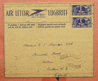 1946 South Africa H&g F1 Air Letter Sheet Stationery To London