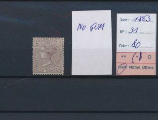 Lk66025 Mauritius 1863 Queen Victoria 1p Classic No Gum Cv 80 Eur