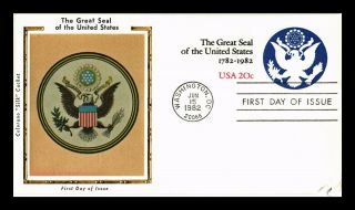 Us Cover Great Seal Postal Stationery Fdc Colorano Silk Cachet Corner