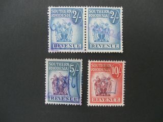 Southern Rhodesia Revenue Stamps - 2/ - Pair,  5/ - And 10/ -