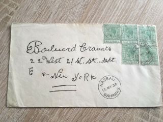 Postal History Bahamas 1936 Cover 5 X 1/2d Stamps To York,  Usa