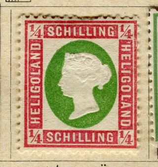 Heligoland; 1873 Early Classic Qv Issue Hinged 1/4s.  Value