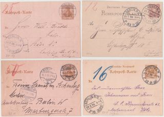 Germany Dr 1888/1909 P.  St.  Pneumatic Cards (4) Rp 6,  8,  13,  15 Berlin