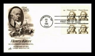 Dr Jim Stamps Us Henry Knox Revolutionary War General First Day Cover Block