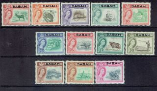 Qe2 Hinged North Borneo Sabah Overprints (my Ref 288)