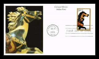 Us Cover Carousel Horses Indian Pony Fdc Mystic Stamp Company Cachet