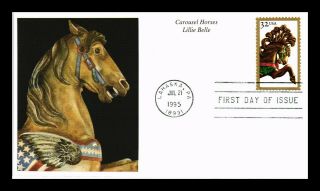 Us Cover Carousel Horses Lillie Belle Fdc Mystic Stamp Company Cachet