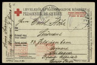 Mayfairstamps 1918 Hungary Prisoner Of War Wwi Red Cross Pow Card Wwb37905