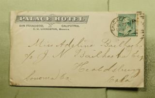 Dr Who 1889 Chicago Il Palace Hotel Advertising To Healdsburg Ca E54731