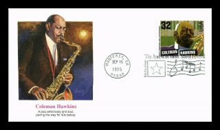 Dr Jim Stamps Us Coleman Hawkins Jazz Composer First Day Cover Monterey