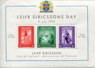 Weeda Iceland B6 Mnh 1938 Leifr Eiricssons Day Semi - Postal S/s Cv $10.  00